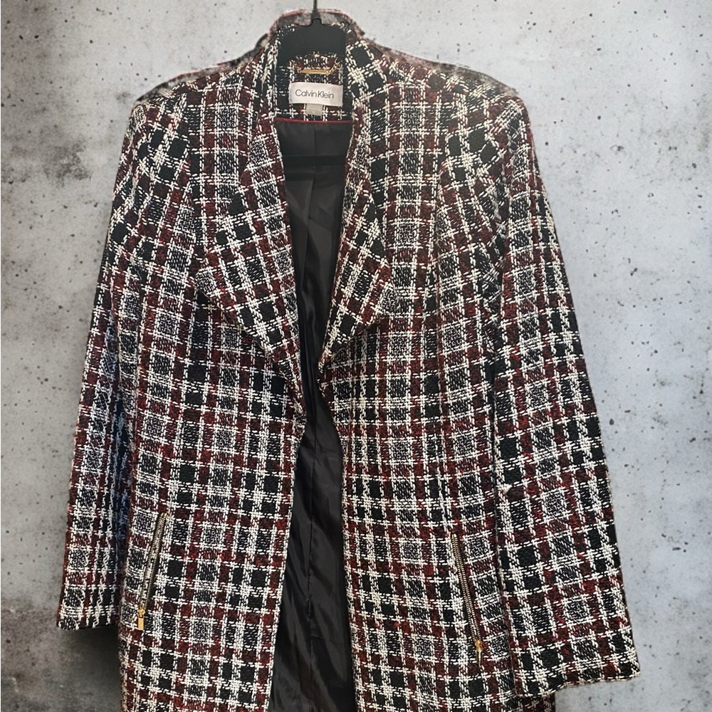 Calvin Klein plaid jacket- gently worn, size 14